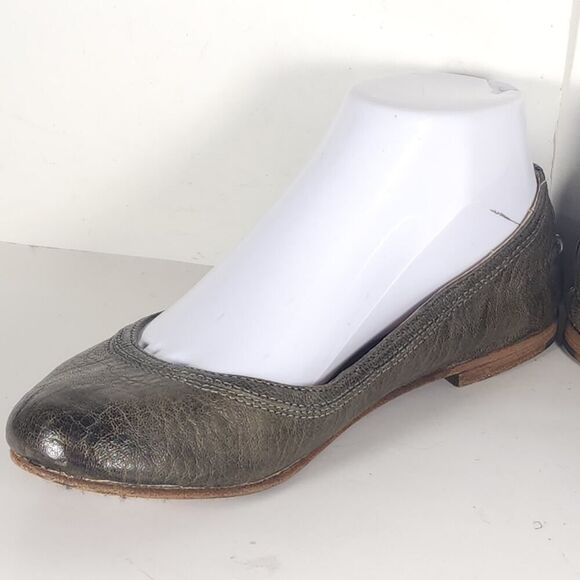 Frye Women's Carson US 7M Green Leather Distressed Slip On Ballet Flats Shoes - Picture 7 of 13